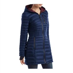 Halifax Traders Down Filled Women's Blue Quilted Hooded Jacket, Small, Packable